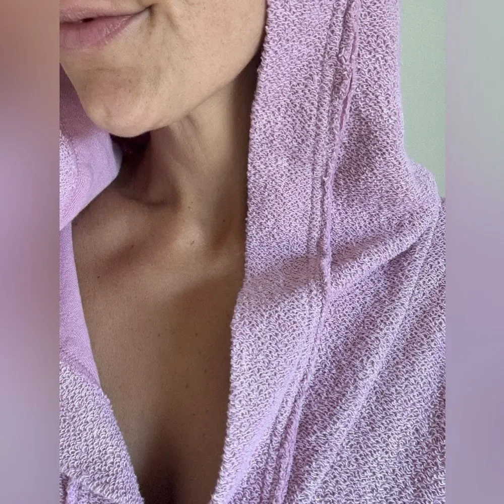 Free People Oversized Terry Hooded Sweatshirt XS Purple Vacation Boho